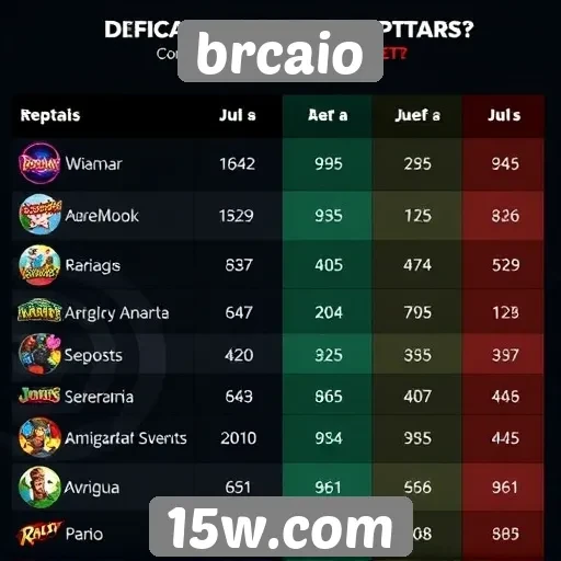 Comparativo de jogos populares disponíveis no brcaio